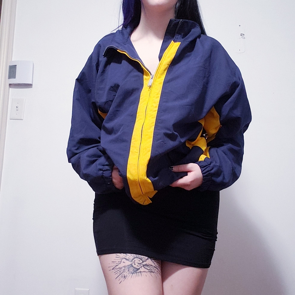 Kobe Navy & Yellow Retro Bomber Jacket